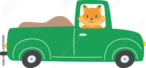 Cute fox inside car