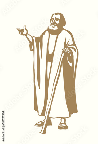 Ancient Jewish preacher. Vector drawing