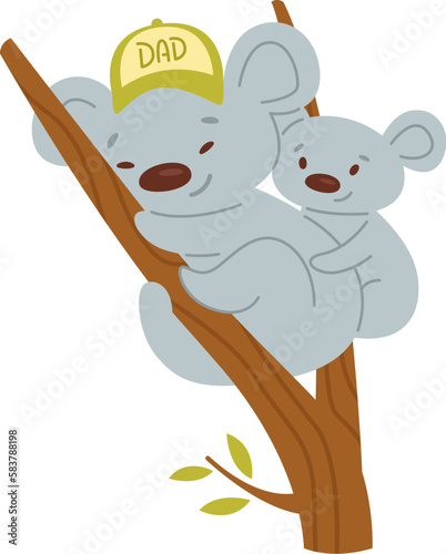 Photography Wild baby koala with father on tree