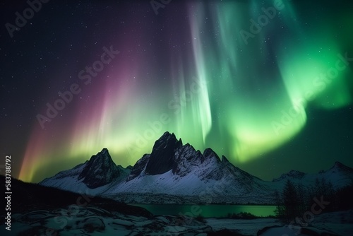 aurora borealis in the mountains