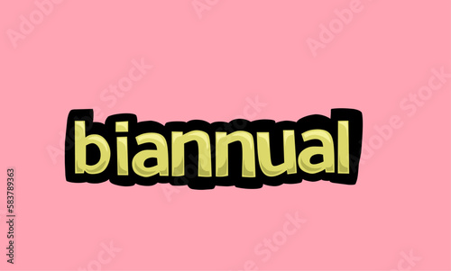 biannual writing vector design on a pink background