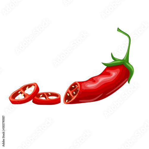 chili pepper cut cartoon vector illustration