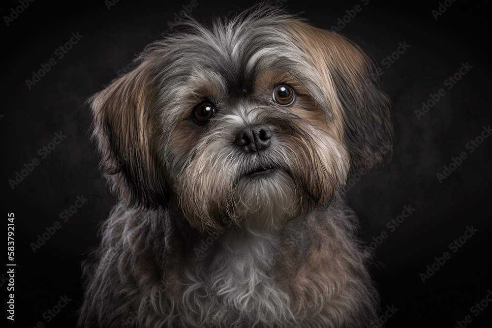 Unleash the Charm of Briquet Griffon Vendeen Dog Breed on Dark Background Unleash the Charm of Briquet Griffon Vendeen Dog Breed on Dark Background