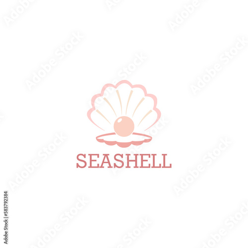 Seashell with pearl icon isolated on white background