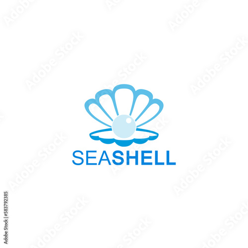 Seashell with pearl icon isolated on white background