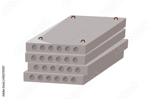 Concrete slabs stack. Construction units, materials for building industry. Industrial square objects. Flat vector illustration isolated on white background