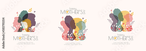 Happy Mother's Day card set. Modern color design. photo