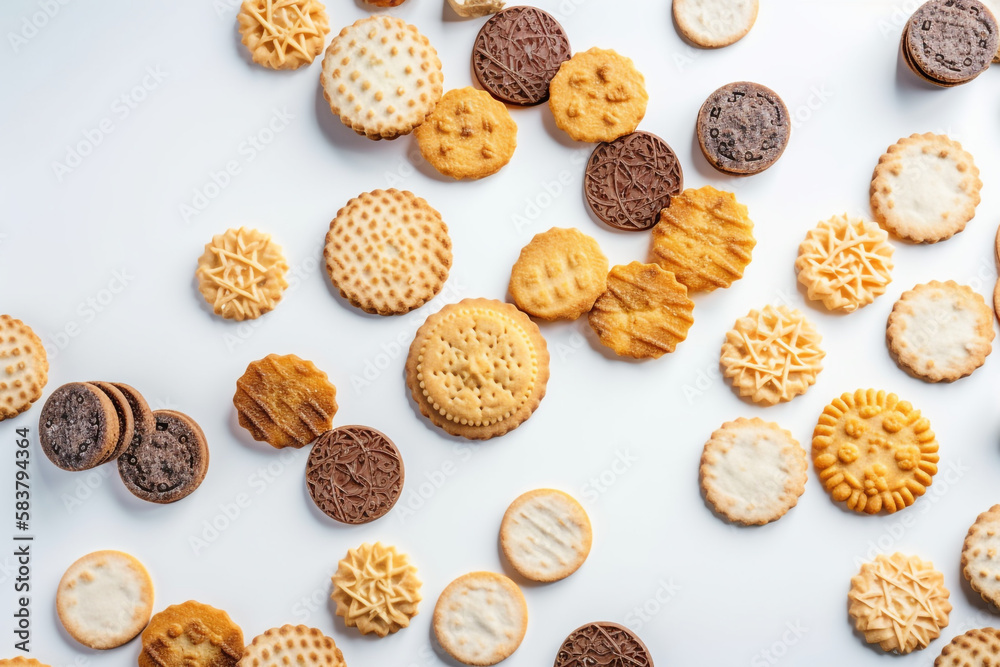 chocolate chip cookies. white background. generative ai chocolate chip cookies. white background. generative ai