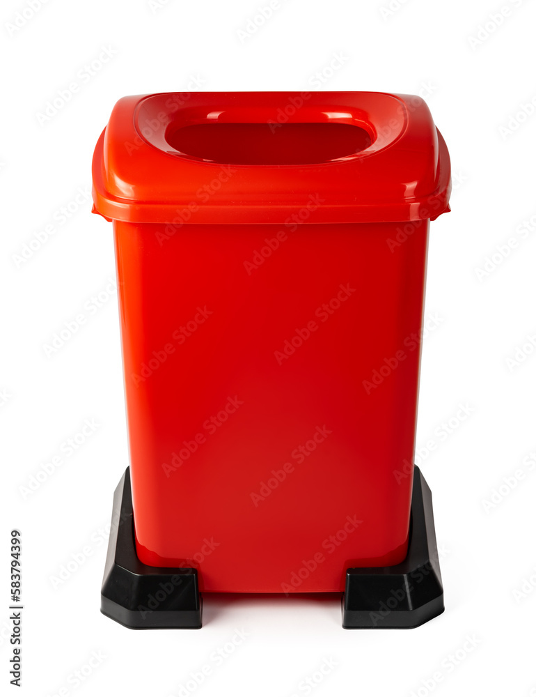 Orange plastic waste bin isolated on white Orange plastic waste bin isolated on white
