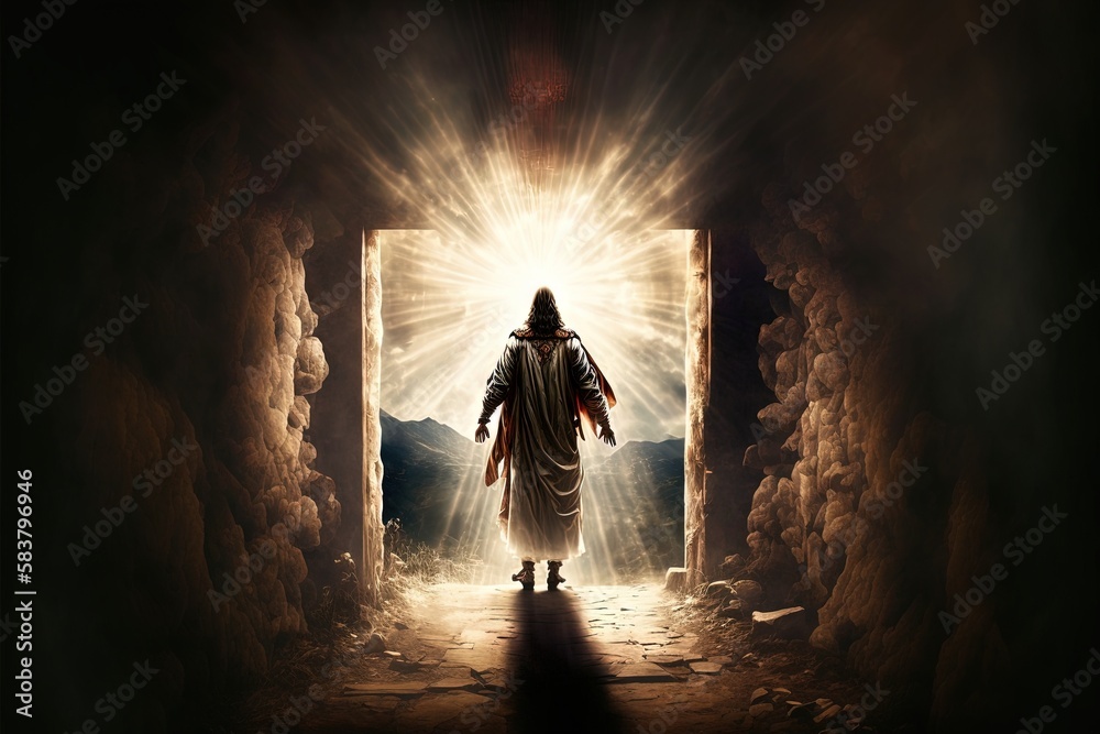 Resurrection of Jesus Christ, empty tomb, Jesus coming out of the tomb ...