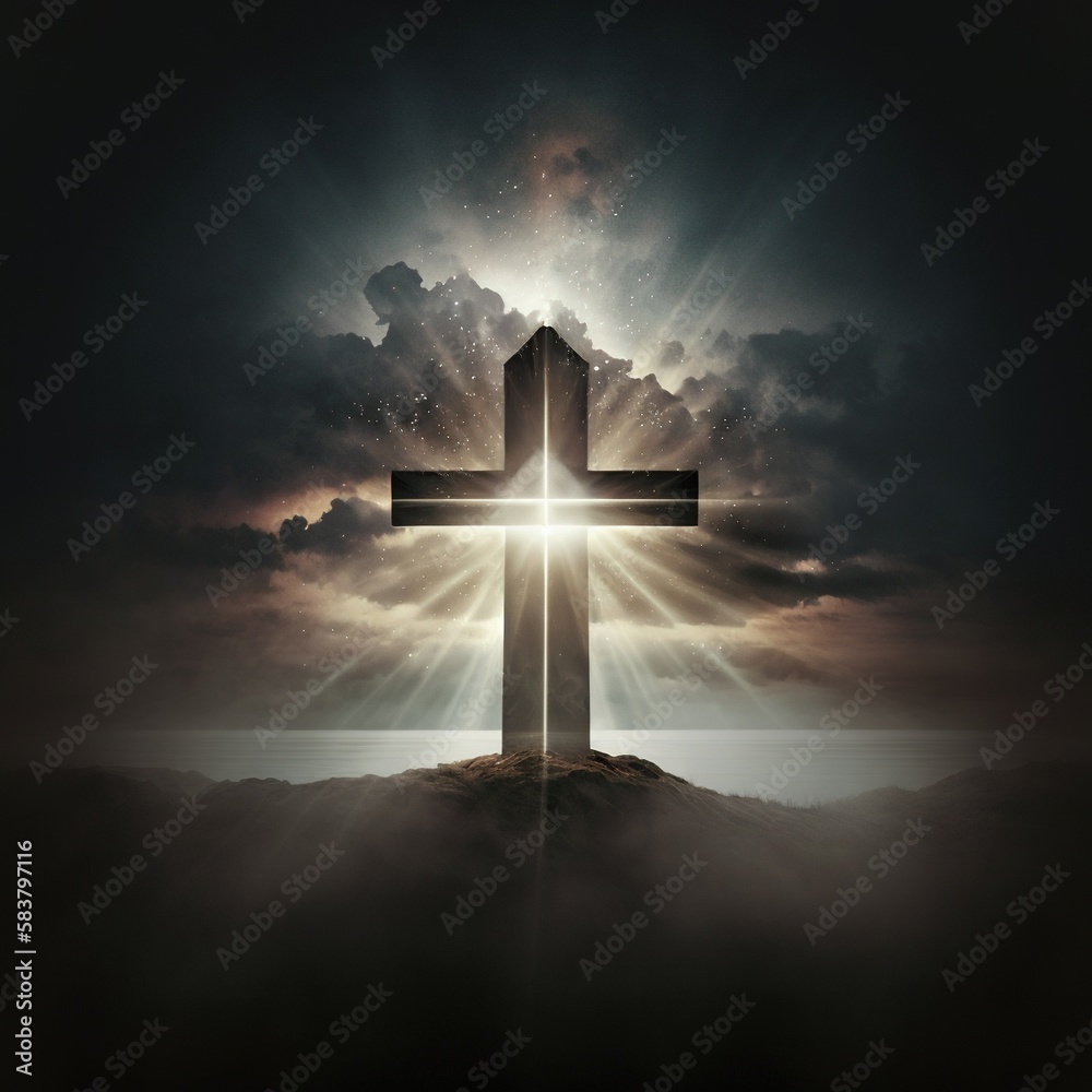 Crucifixion Of Jesus Christ. Cricifix. Religion and the bible. Easter or Resurrection concept.  Generative AI