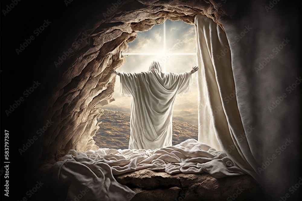 Resurrection of Jesus Christ, empty tomb, Jesus coming out of the tomb ...
