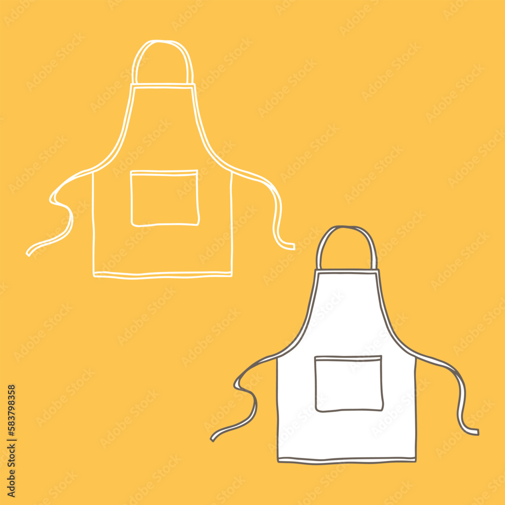 Outline apron mockup. Vector illustration. Copy space. Linear, vector, realistic, outline illustration. Outline apron mockup. Vector illustration. Copy space. Linear, vector, realistic, outline illustration.
