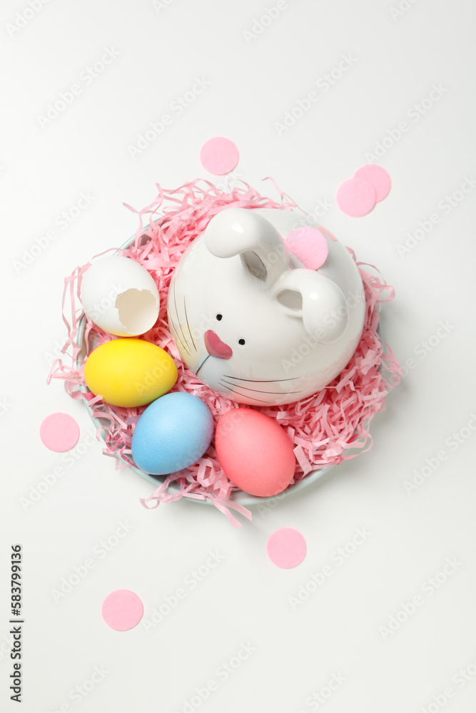 Obraz premium Concept of saving money for easter holidays, top view