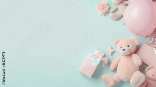 Baby shower background. Illustration AI Generative.