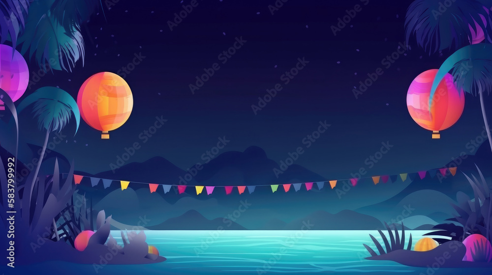 Naklejka premium Summer Party Background Illustration AI Generative.