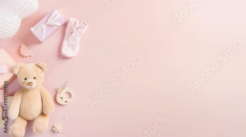 Baby shower background. Illustration AI Generative.