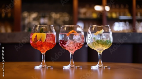 Alcoholic cocktail set. Illustration AI Generative © olegganko