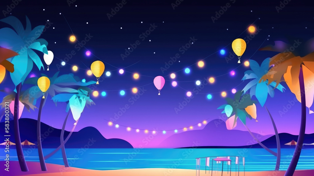 Summer Party Background Illustration AI Generative. Summer Party Background Illustration AI Generative.