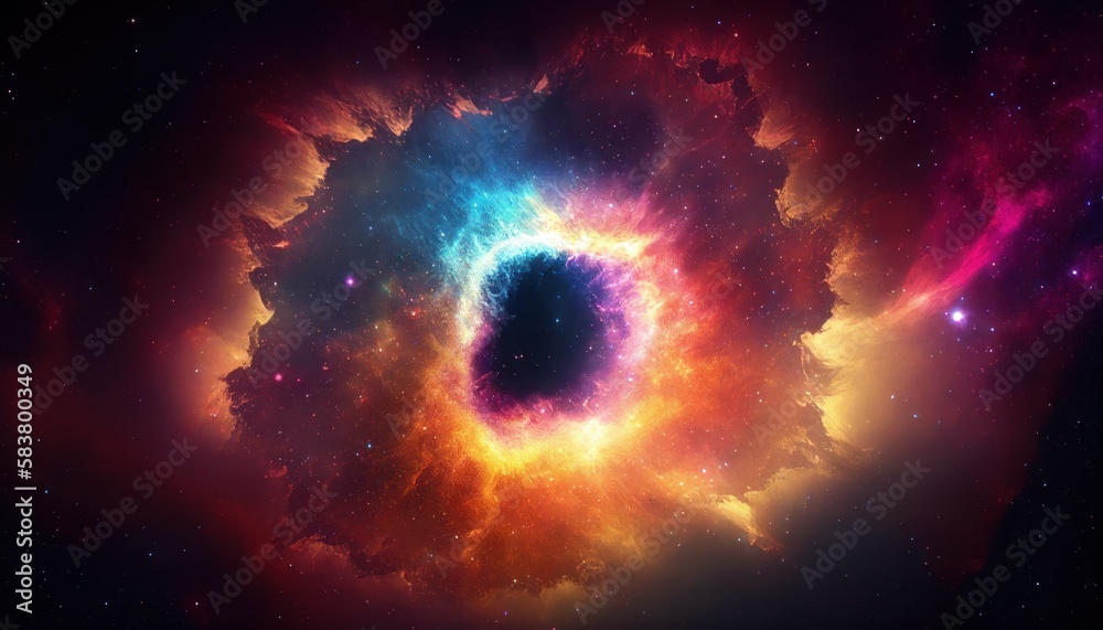 Universe Space and Galaxy Bigbang supernova explode from the center release dust cloud and colorful of radient.Generative AI Universe Space and Galaxy Bigbang supernova explode from the center release dust cloud and colorful of radient.Generative AI