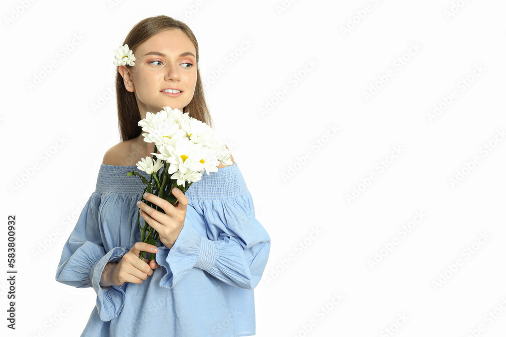 Concept of people, young woman isolated on white background Concept of people, young woman isolated on white background