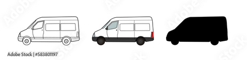 Editable cargo van mockup. Realistick van. Vector illustration.