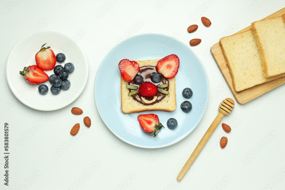 Tasty breakfast or lunch for kid - toast, food that the child can take with him Tasty breakfast or lunch for kid - toast, food that the child can take with him