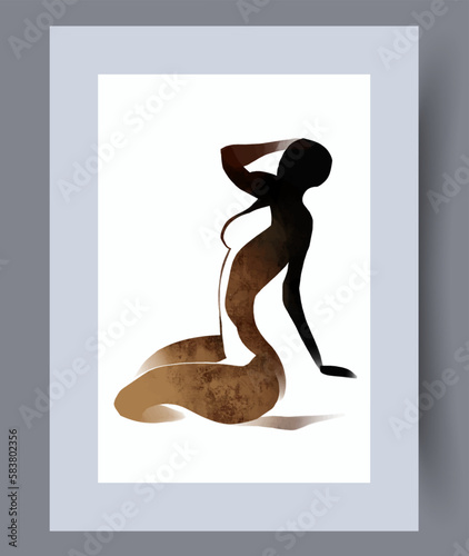 Portrait woman seductive lady wall art print. Contemporary decorative background with lady. Wall artwork for interior design. Printable minimal abstract woman poster.