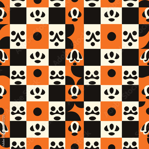 Ghostly Geometric Soiree - Abstract Geometric Halloween Party Seamless Pattern
