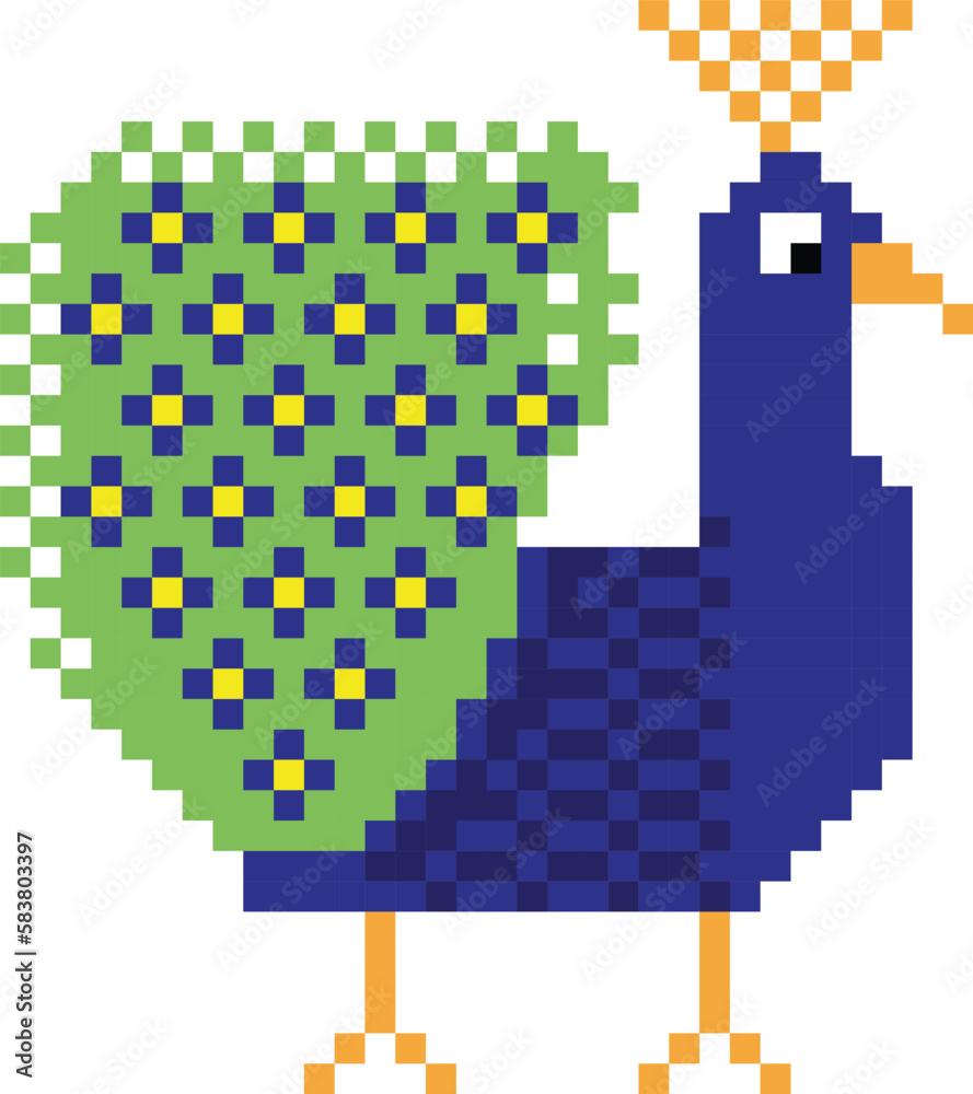 Peacock pixel art vector Peacock pixel art vector