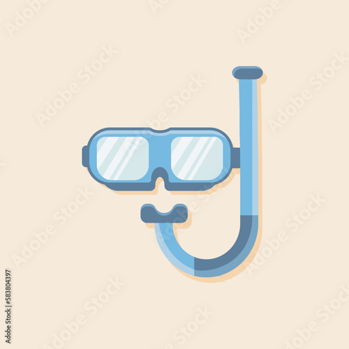 Single diving mask with snorkel flat icon. Stock vector illustration. Designed in a flat style.