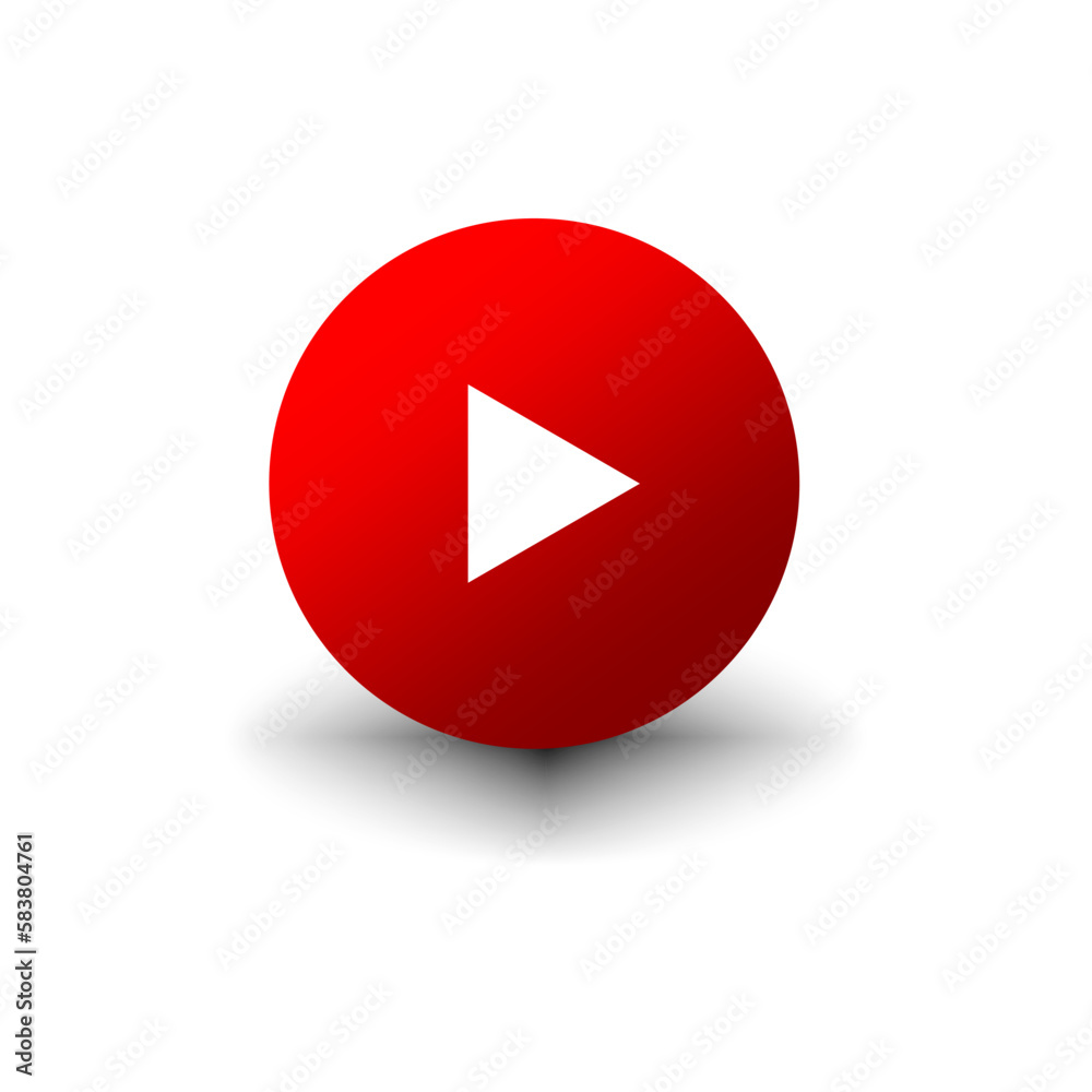 Red volume play button. Round shape. Vector illustration. Red volume play button. Round shape. Vector illustration.
