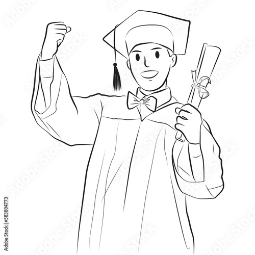 man excited graduate wearing toga