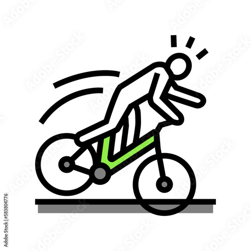 fall bike man accident color icon vector illustration