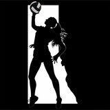 silhouette, volleyball, sport, illustration, vector, woman, player, black, ball, jump, tennis, dance, body, volleyball, competition, sports, athlete, people, silhouettes, run, action, generated ai