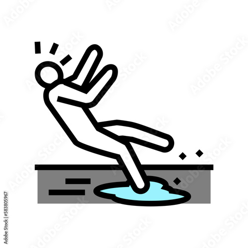 slipped puddle man accident color icon vector illustration