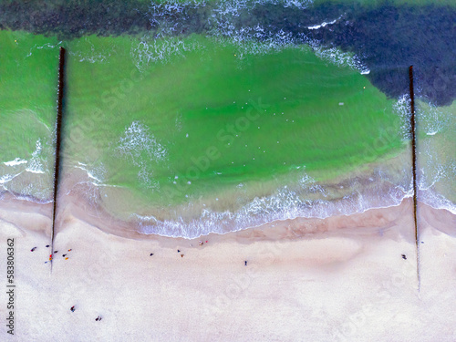 Obraz na płótnie Aerial view landscape. Sea view, ocean view. Wild beach, baltic sea. w salonie