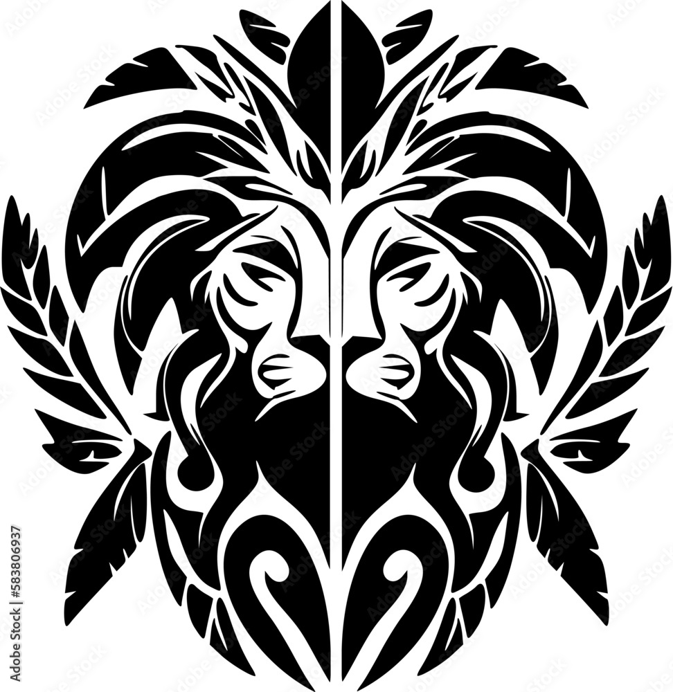 Logo of a lion, black and white vector style.