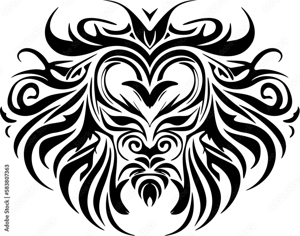 Logo of a lion in vector style in black and white.
