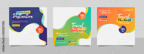 Travel and tour social media banner post template.