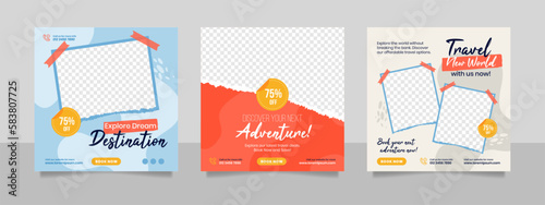 Travel and tour social media banner post template.