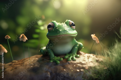 Happy baby frog, generative ai