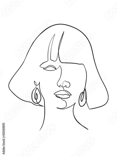 Female Face Continuous Line Drawing. Good for Prints, T-shirt, Banners, Slogan Design Modern Graphics Style