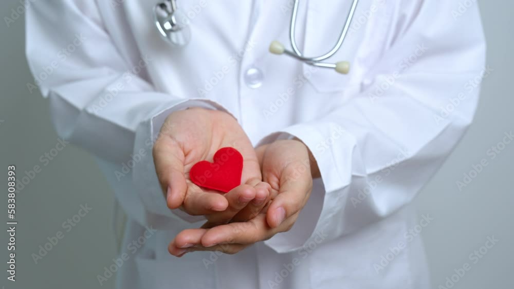 Doctor hand holding red heart shape in hospital. love, donor, world heart day, world health day, CSR donation and Insurance concepts Doctor hand holding red heart shape in hospital. love, donor, world heart day, world health day, CSR donation and Insurance concepts