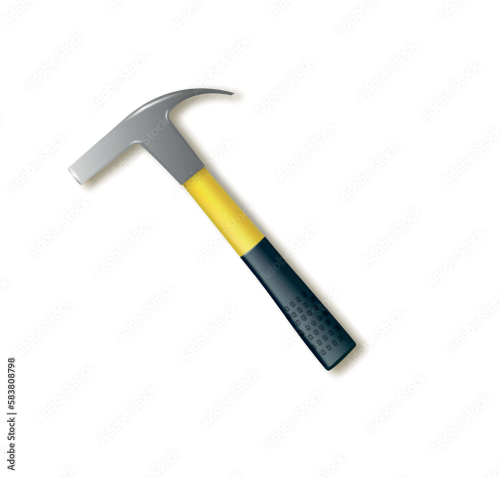 Rock climbers hammer with a yellow fiberglass handle. Vector Rock climbers hammer with a yellow fiberglass handle. Vector