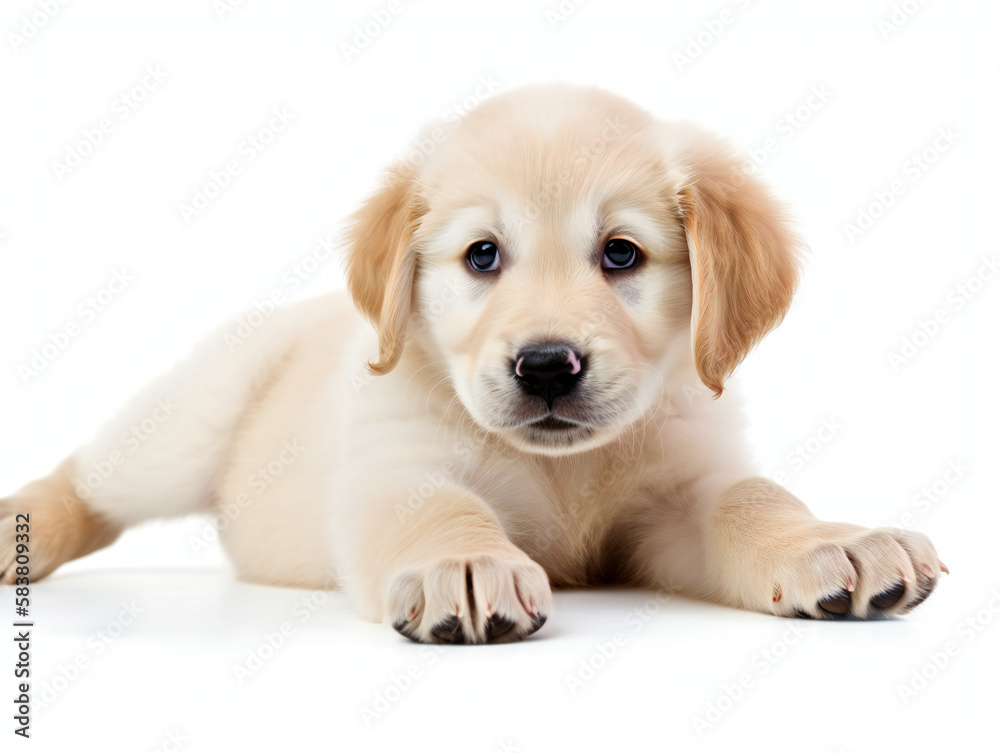 playful golden retriever puppy, high-quality photography, white background for versatile use, generative AI playful golden retriever puppy, high-quality photography, white background for versatile use, generative AI