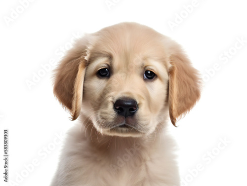 young golden retriever puppy, close-up shot, perfect for pet lovers, isolated on white background, generative AI © Marcos