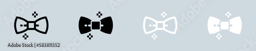 Bowties icon set in black and white. Bow tie signs vector illustration.