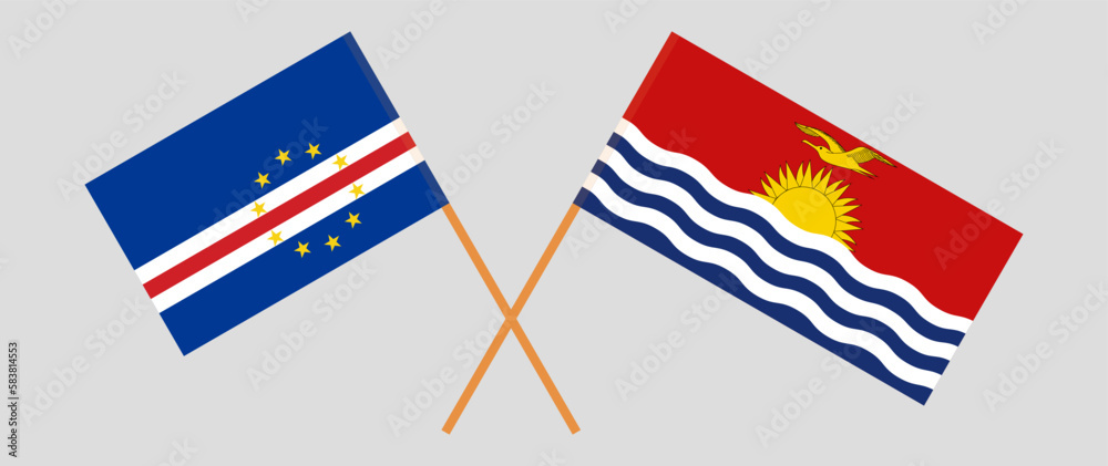 Fototapeta premium Crossed flags of Cape Verde and Kiribati. Official colors. Correct proportion