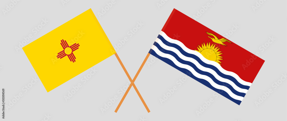 Crossed flags of the State of New Mexico and Kiribati. Official colors. Correct proportion Crossed flags of the State of New Mexico and Kiribati. Official colors. Correct proportion